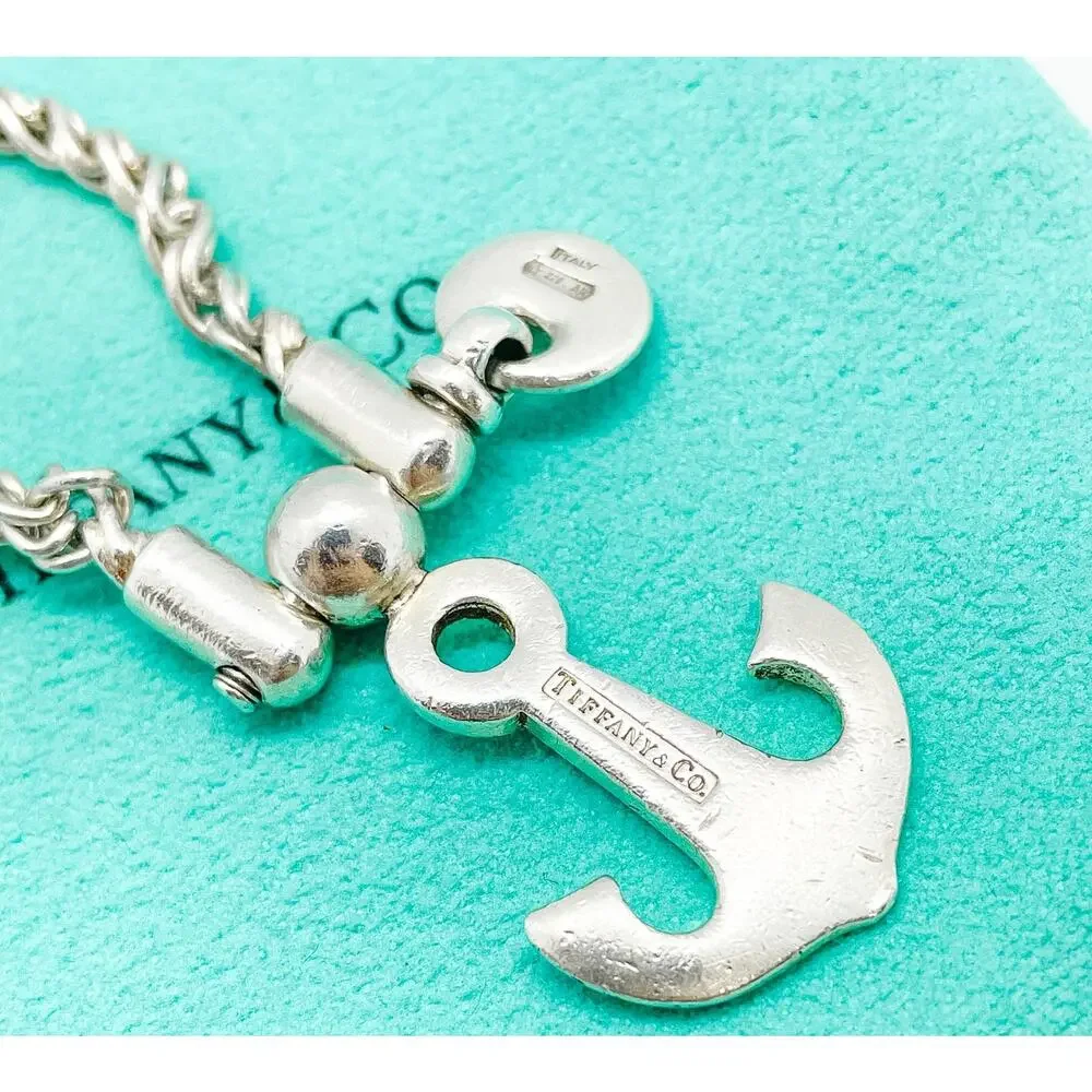 Tiffany & Co. Anchor Keychain Key Ring Sterling Silver Keyring